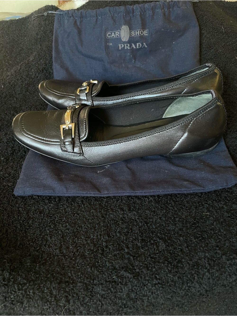 PRADA Car Shoe Black Flats with Dust Bag - Picture 6 of 12